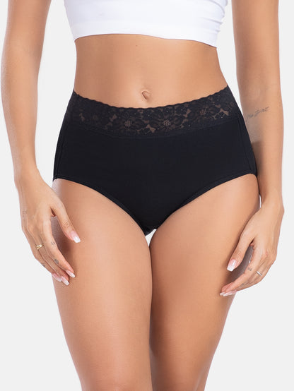 RHYFF Womens Underwear Cotton Lace Panties Full Coverage Briefs S-3XL 5-Pack 6006