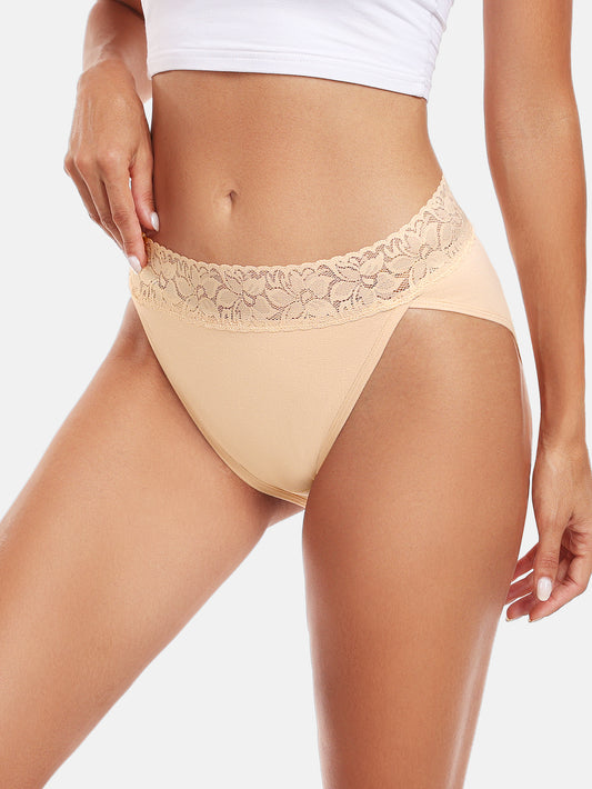 RHYFF Womens Underwear Cotton Bikini Panties High Cut 5-PACK 3168