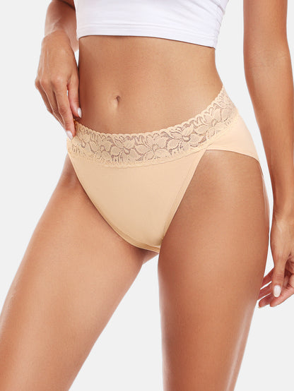 RHYFF Womens Underwear Cotton Bikini Panties High Cut 5-PACK 3168