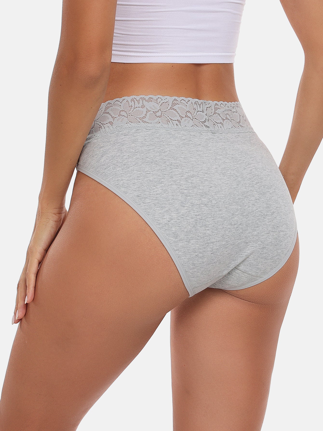 RHYFF Womens Underwear Cotton Bikini Panties High Cut 5-PACK 3168