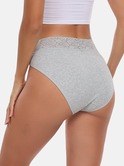 RHYFF Womens Underwear Cotton Bikini Panties High Cut 5-PACK 3168