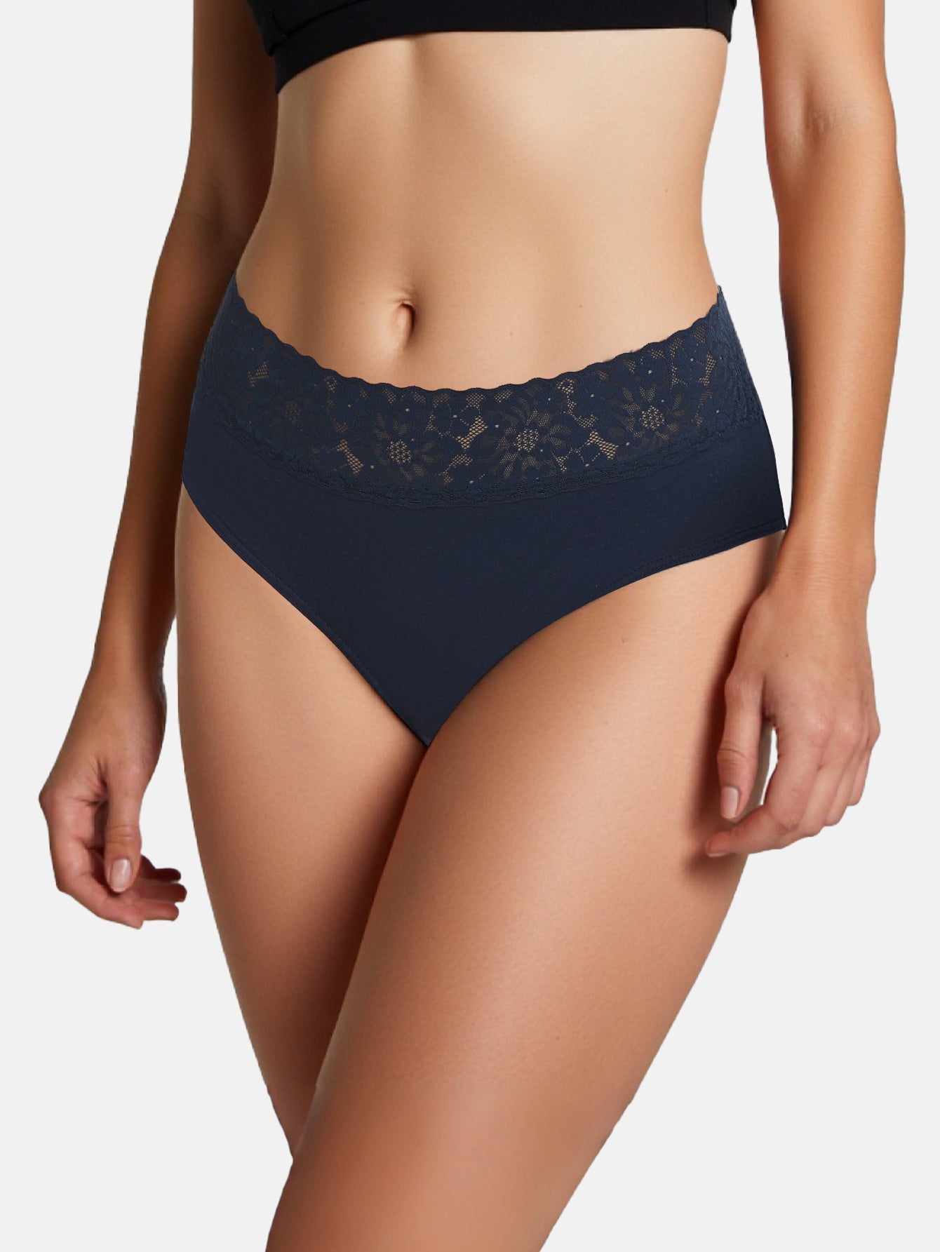 RHYFF Womens Underwear Cotton Lace Panties Full Briefs Dark Color-5 Pack 6004