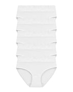 RHYFF Womens Underwear Cotton Bikini Panties Lace Soft Hipster Panty Ladies Stretch Full Briefs White-5 Pack
