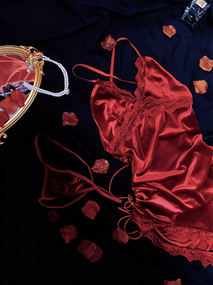 Rhyff Sexy Velvet Lace Chemise for Date Night