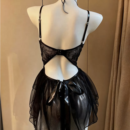 Rhyff Black Lace Mesh Date Night Babydoll